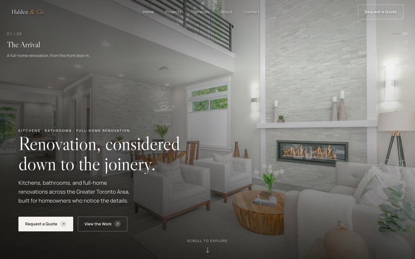 The Halden & Co. concept site — a renovation company homepage built by Textum Media.