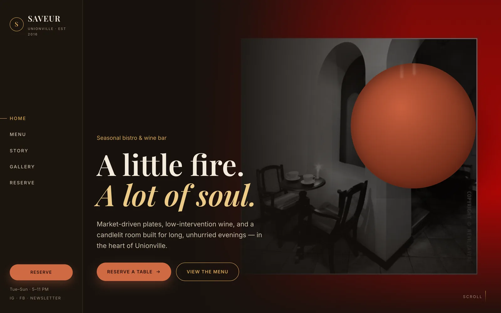 The Saveur Bistro concept site — a restaurant homepage built by Textum Media.