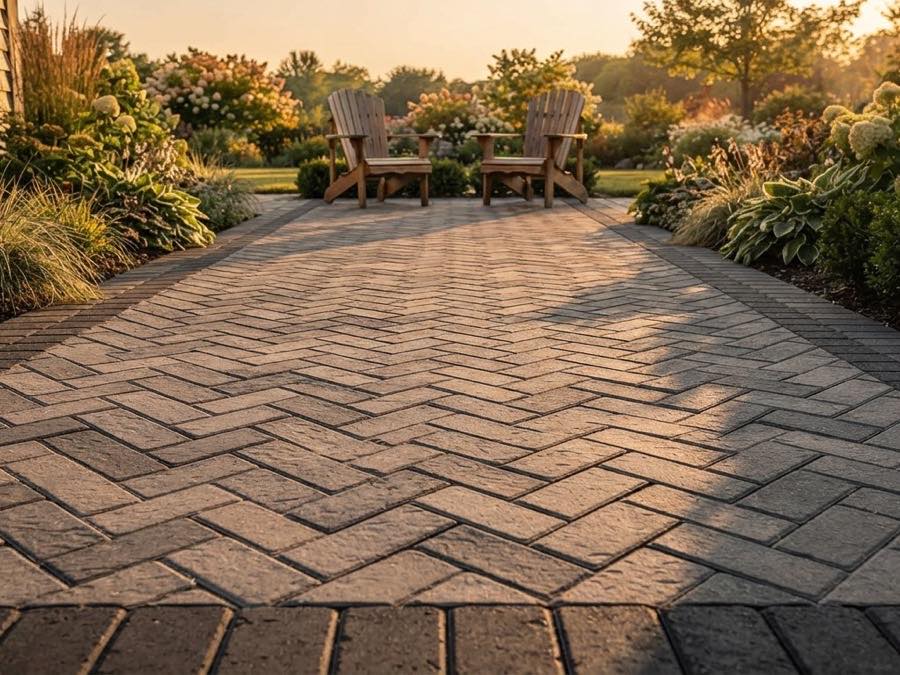 Interlocking stone patio and walkway